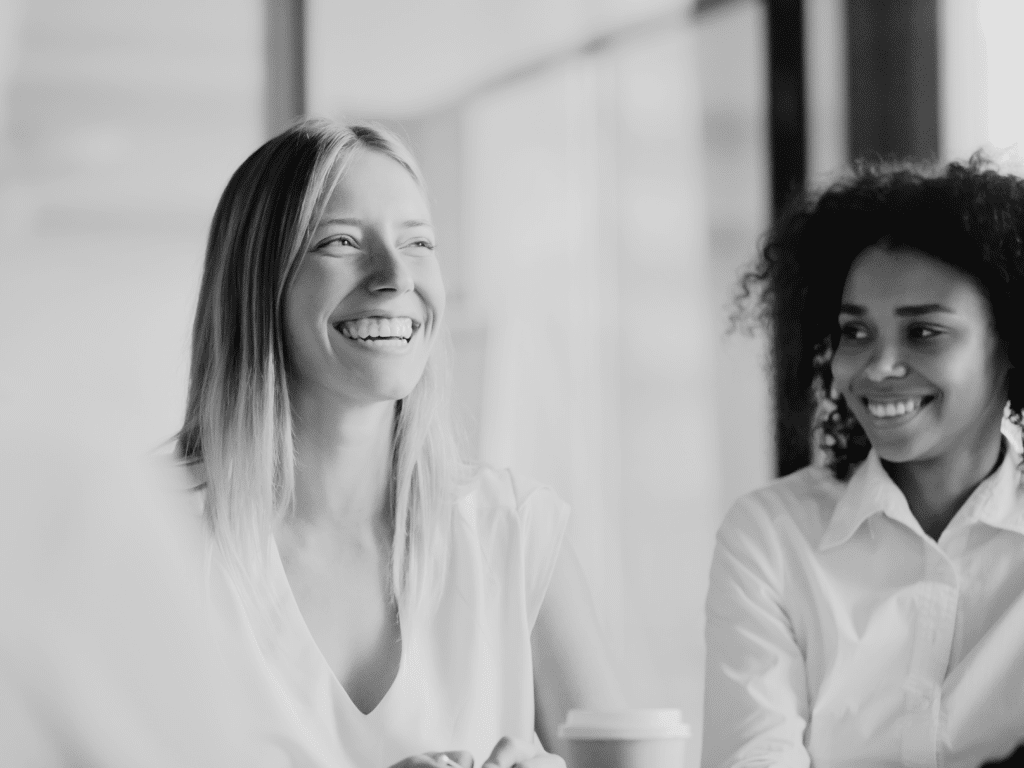 girls at work smiling